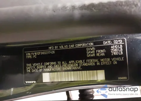 2013 Volvo S60 T5 из США, поврежденный, VIN YV1612FSXD2217426